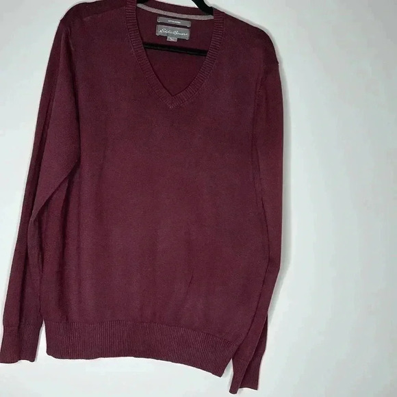 Eddie Bauer V- Neck Burgundy Sweater - Picture 5 of 8